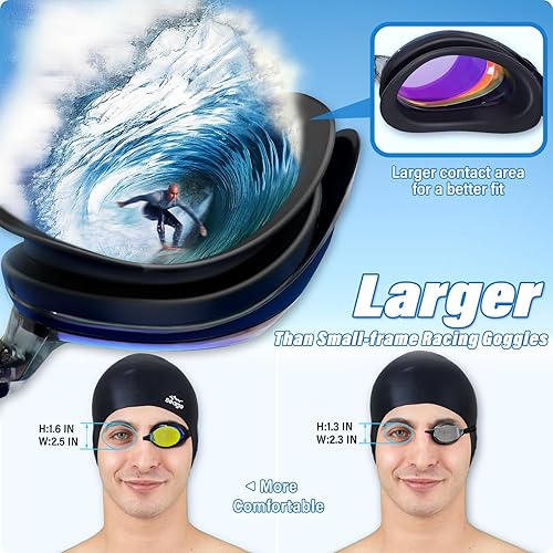 Miniatura 5 de Seago 2 Pack Swimming Goggles Anti-fog Anti-UV Mirrored Swim Goggles Adult Women Men