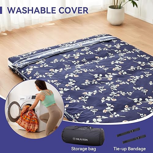 Miniatura 5 de Dr.Futon Colchón de futón japonés extra grueso plegable enrollable para invitados, tumbona y Tavel