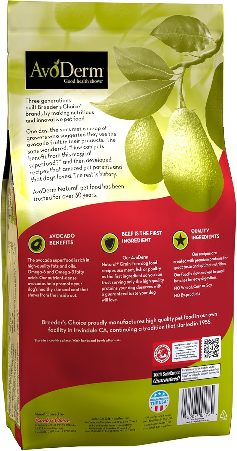 AvoDerm Natural Grain Free Beef & Vegetables Recipe All Life Stages Dry Dog Food 4 lb