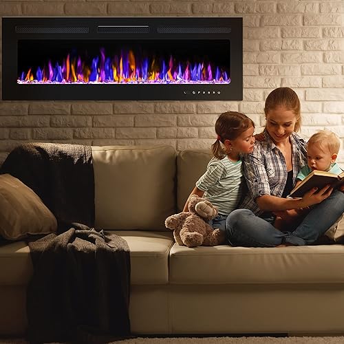 Miniatura 27 de Chimenea eléctrica de 30 pulgadas montada en la pared y empotrada con control remoto, calentador de chimenea de pared ultrafino de 750/1500 W
