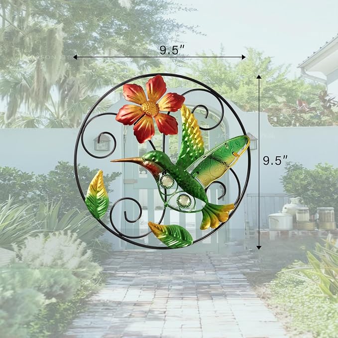 Decoración de Pared Floral de Metal y Vidrio, Juego de 2, 9.5 Pulgadas miniatura 2