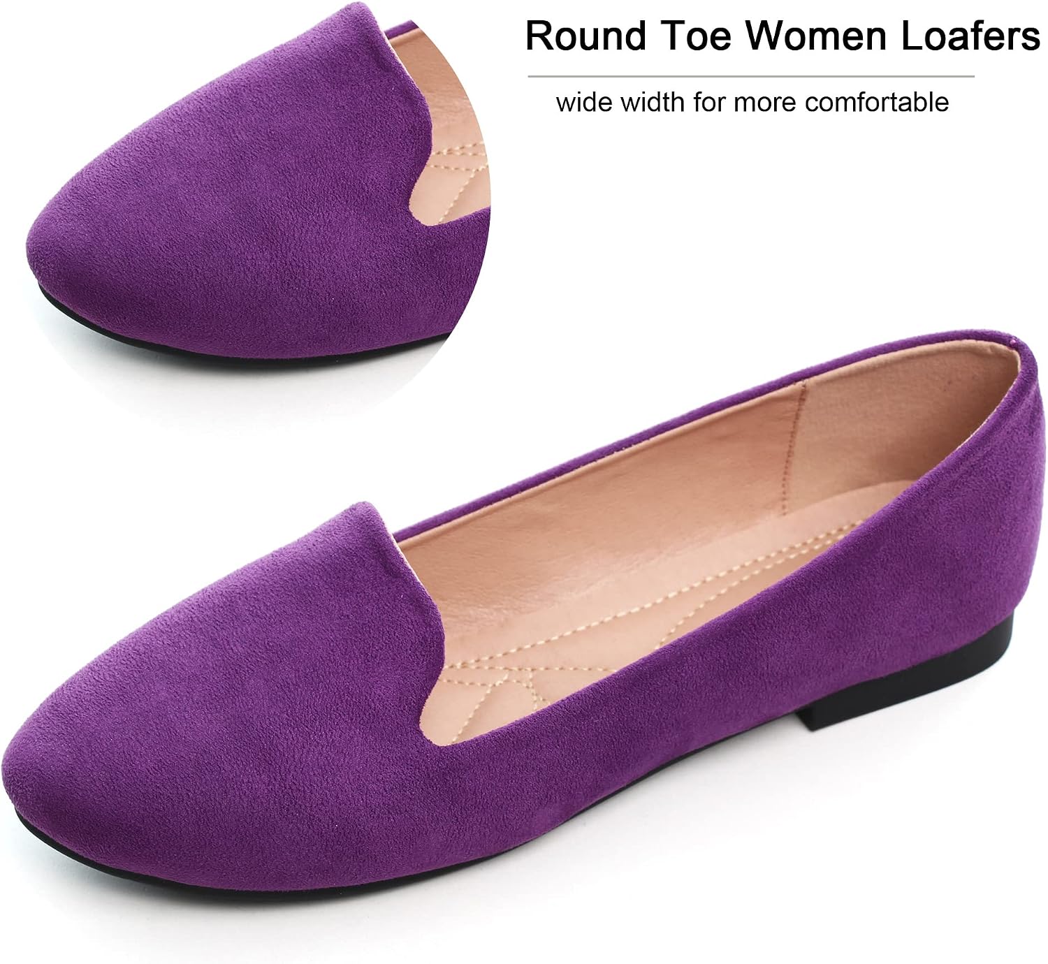 Dear Time Women's Casual Loafers Flats Comfortable Round Toe Dress Shoes Slip On Ballet Flats for Women Work Office Shoes
