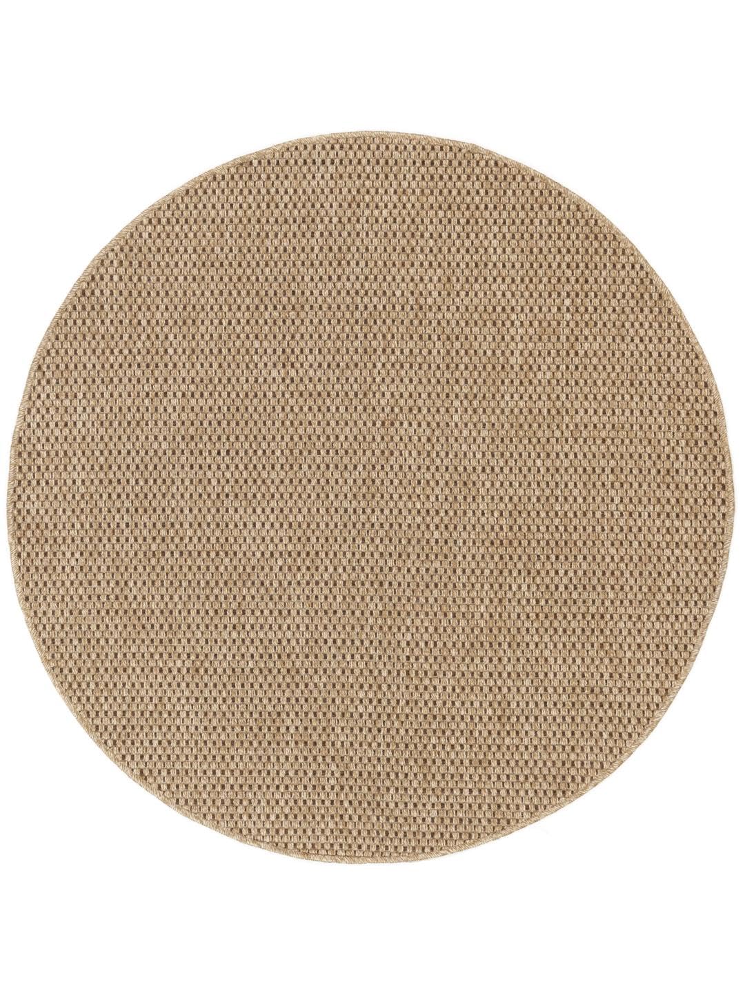 RugVista Jolin, Alfombra Interior y Exterior, Modernas, Ø 150 cm, Redondo, Pelo Medio, Cocina, Pasillo, Patio, Lavado a Mano, Resistente los Rayos UV, Beige