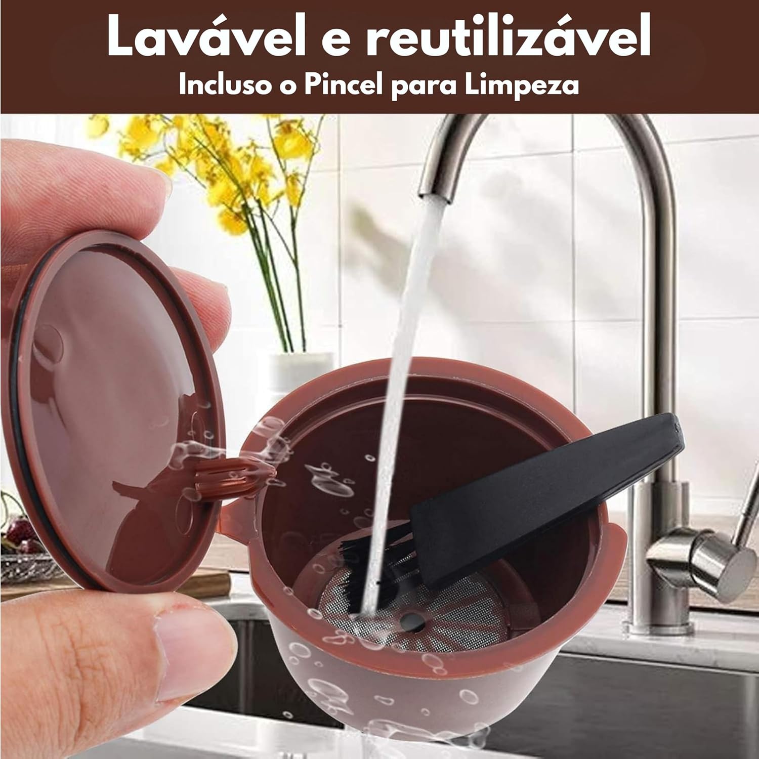 Cápsulas Reutilizável Recarregável Kit com 3 - Compatível para Cafeteiras Dolce Gusto - Filtro de café reaproveitável + Colher de Medida + Pincel de Limpeza, para uso Máquina de Café Dolce Gusto Cápsulas Reutilizável Recarregável Kit com 3 - Compatível para Cafeteiras Dolce Gusto - Filtro de café reaproveitável + Colher de Medida + Pincel de Limpeza, para uso Máquina de Café Dolce Gusto