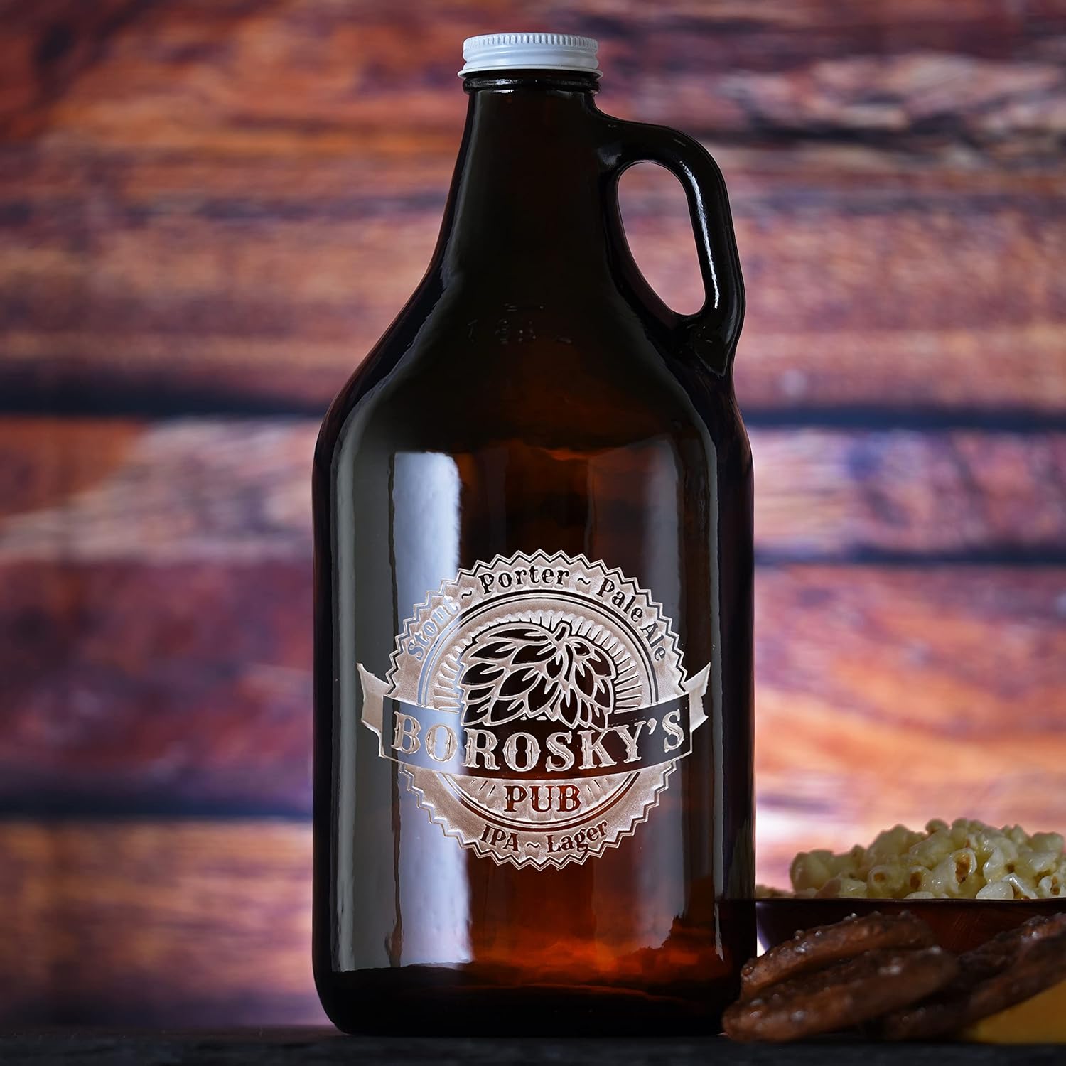 Home Brew Pub Growler, Engraved Gift For Him