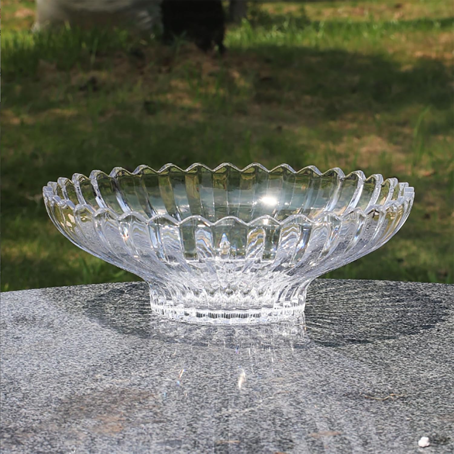 Glass Fruit Bowl or Decorative Bowl, used for Kitchen counter or living room center table decoration, 12 inch Fruit Bowl or Center Bowl (White)