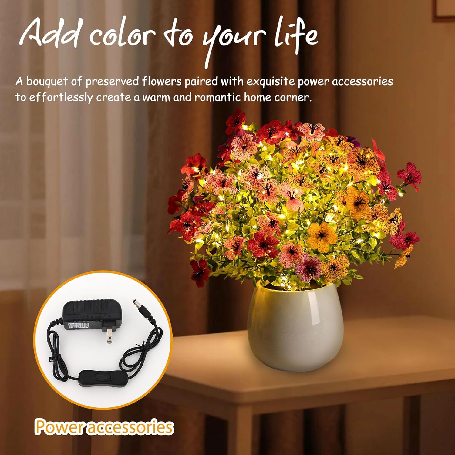 WSYEAR Artificial Flower Lamp for Indoor Home Decoration, UV Resistant Fake Silk Flowers, Realistic Faux Plants for Outside Indoor Porch Patio Window Box Planter Home Decor