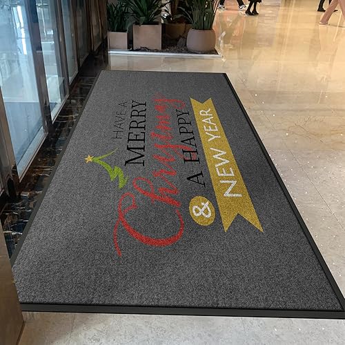 MAOVOT Felpudo de grado comercial con logotipo personalizado con respaldo de goma para zapatos, alfombra de entrada para vestíbulos e interiores y