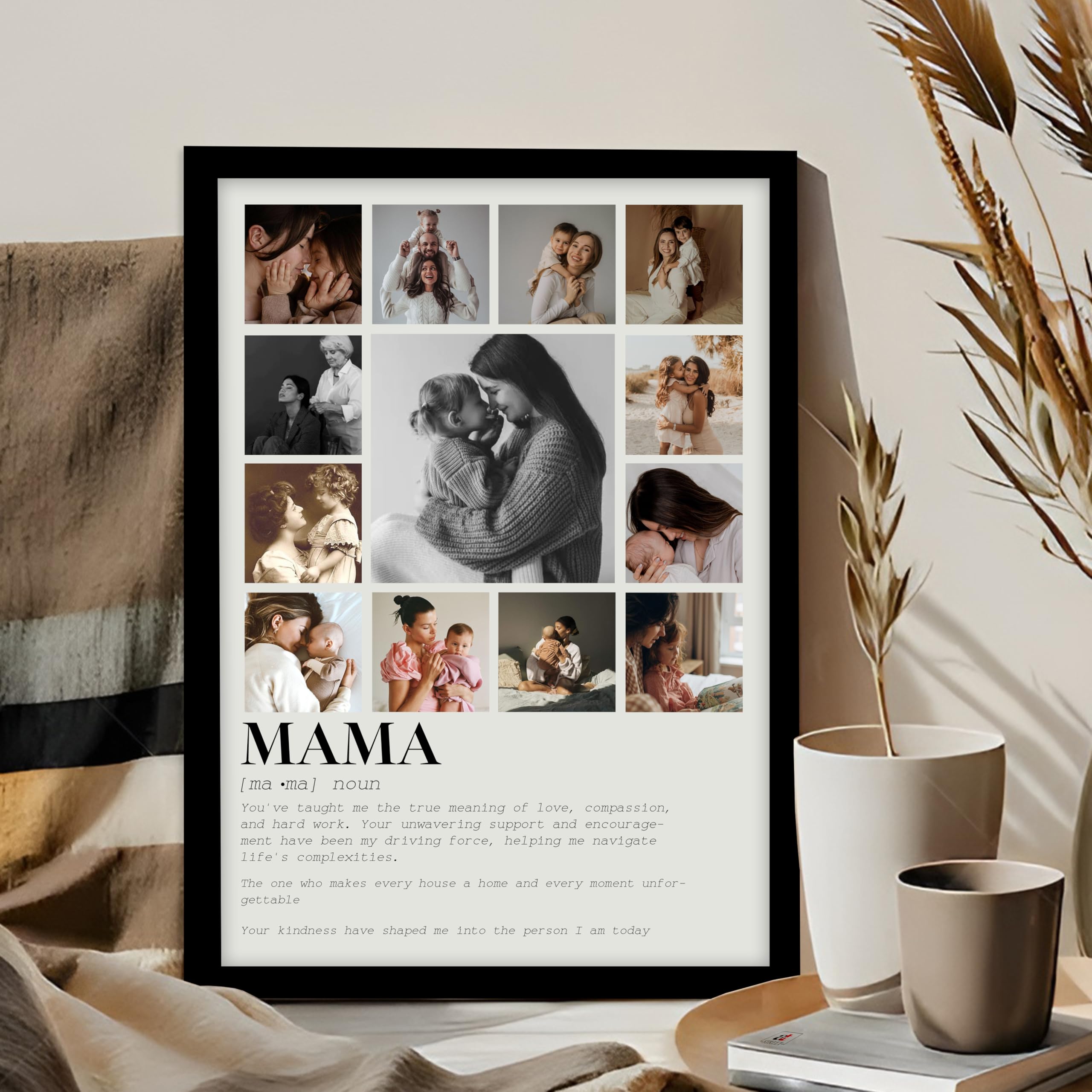 SNAP ART Customized Mother's Day Gift for your MAMA with 13 Pictures Collage print for Mother Gifts Photo Frame With Photo Upload, Birthday, Anniversary, Couple, Parents (8.9x12.8 Inch)