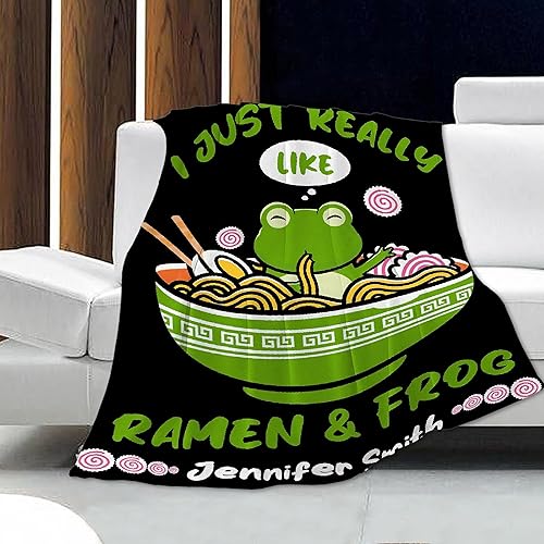 Miniatura 2 de Manta personalizada con nombre "I Just Really Like Noodle Frog", regalo divertido para niñasniños, para sofá, cama, dormitorio, sala de estar, manta