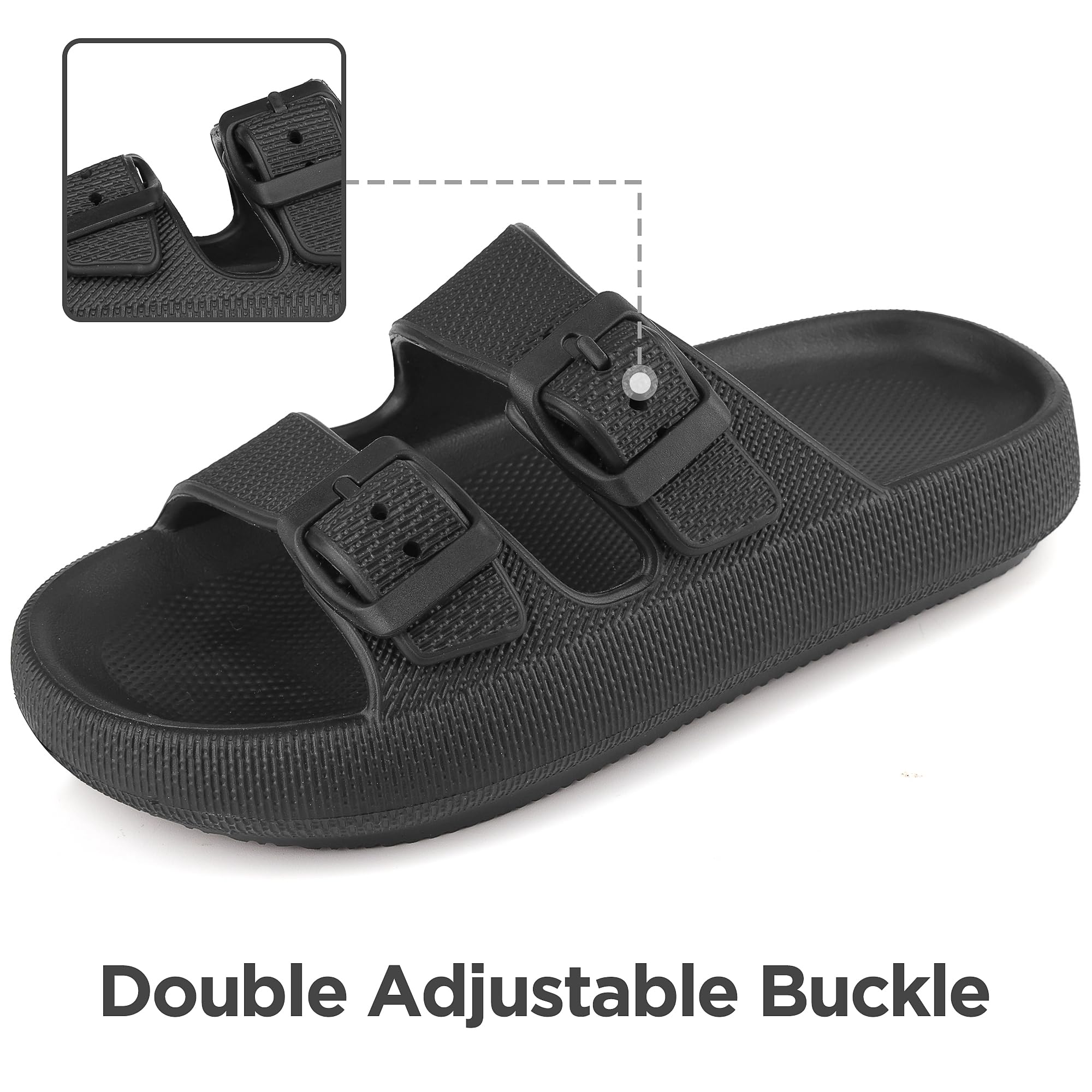 Sandales à nuages pour enfants Sandales plates EVA à double boucle ajustable pour garçons et filles Chaussons d'été Chaussons de douche, de plage et de piscine