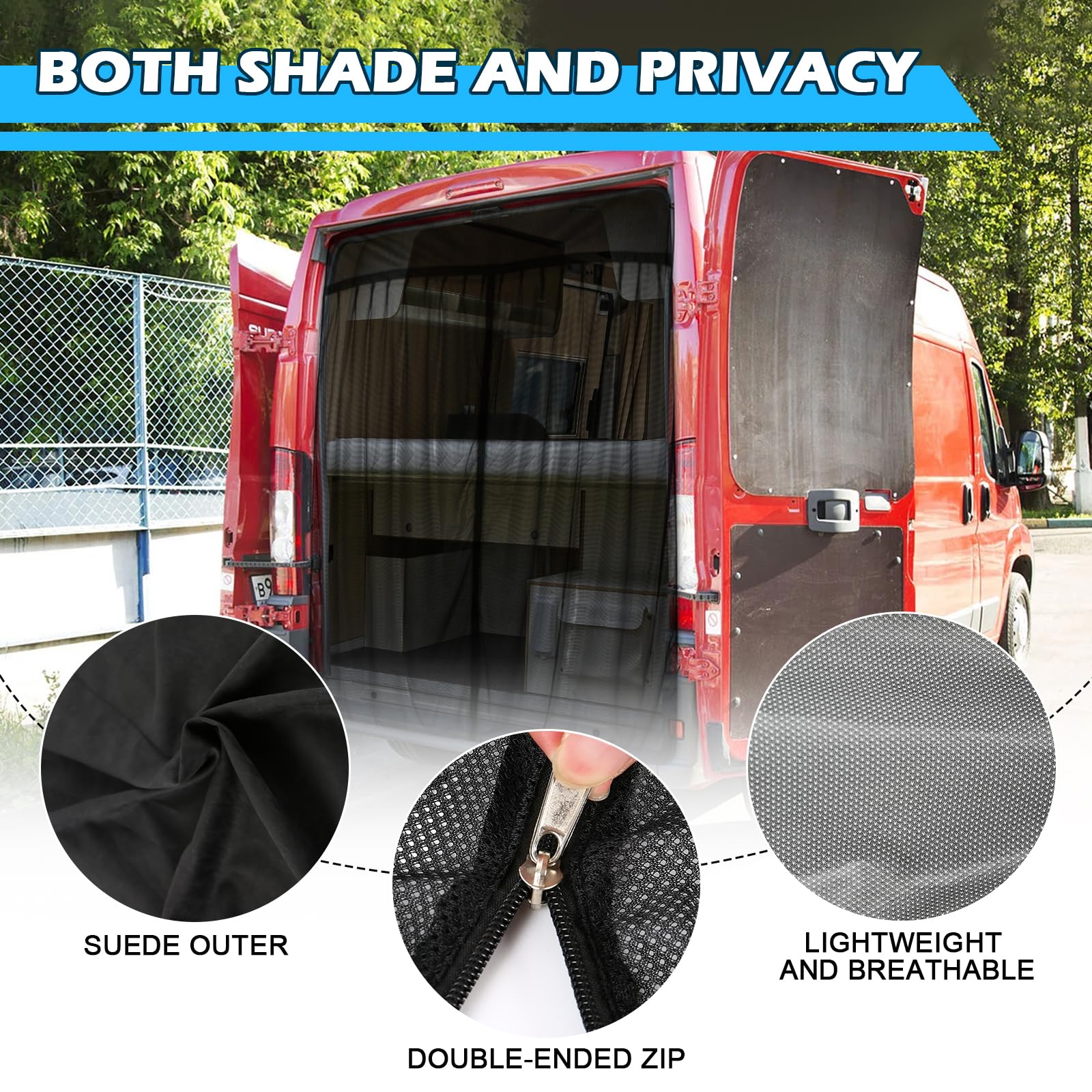 Insektennetz Ersatz für FIAT Ducato/Peugeot Boxer/Citroen Relay 2006-2024 (X250/X290 H2/H3/L2L3L4), Auto Hintertür Heckklappe Insektennetz, Einschichtiges Netz Magnetische Moskitonetze Atmungsaktiv