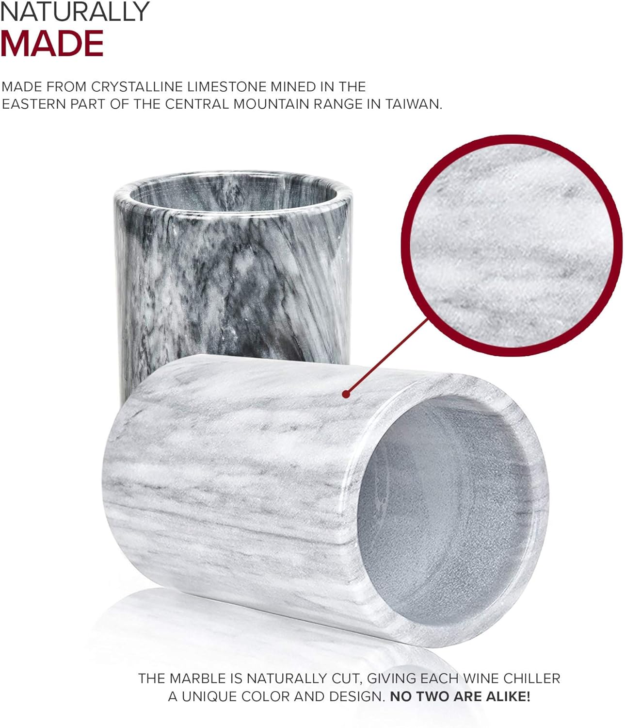 Modern Innovations Marble Wine Chiller Bucket - Wine Bottle Cooler for Parties – Keep Beverages Chill in This Champagne/Wine Bucket – Marble Wine Bottle Chiller – Holds 750ml Bottle (Grey) - Image 3