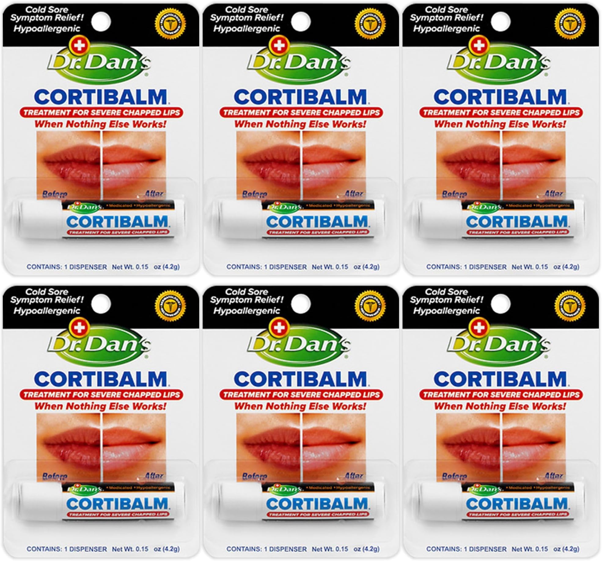 Dr. Dans Cortibalm Lip Balm, 6 Count