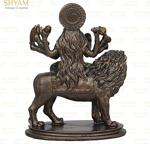 Miniatura 5 de Diosa Durga Maa sentada en la estatua de león Sherawali MATA Ídolo Adi Shakti Figura de Mata Rani Escultura decorativa para el hogar, oficina,