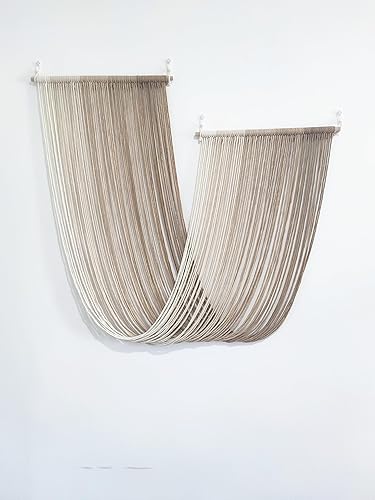 Miniatura 4 de QULBUJ - Tapiz grande de macramé para colgar en la pared, de hilo teñido anudado, decoración de pared estilo bohemio, cabecero, dormitorio, sala de