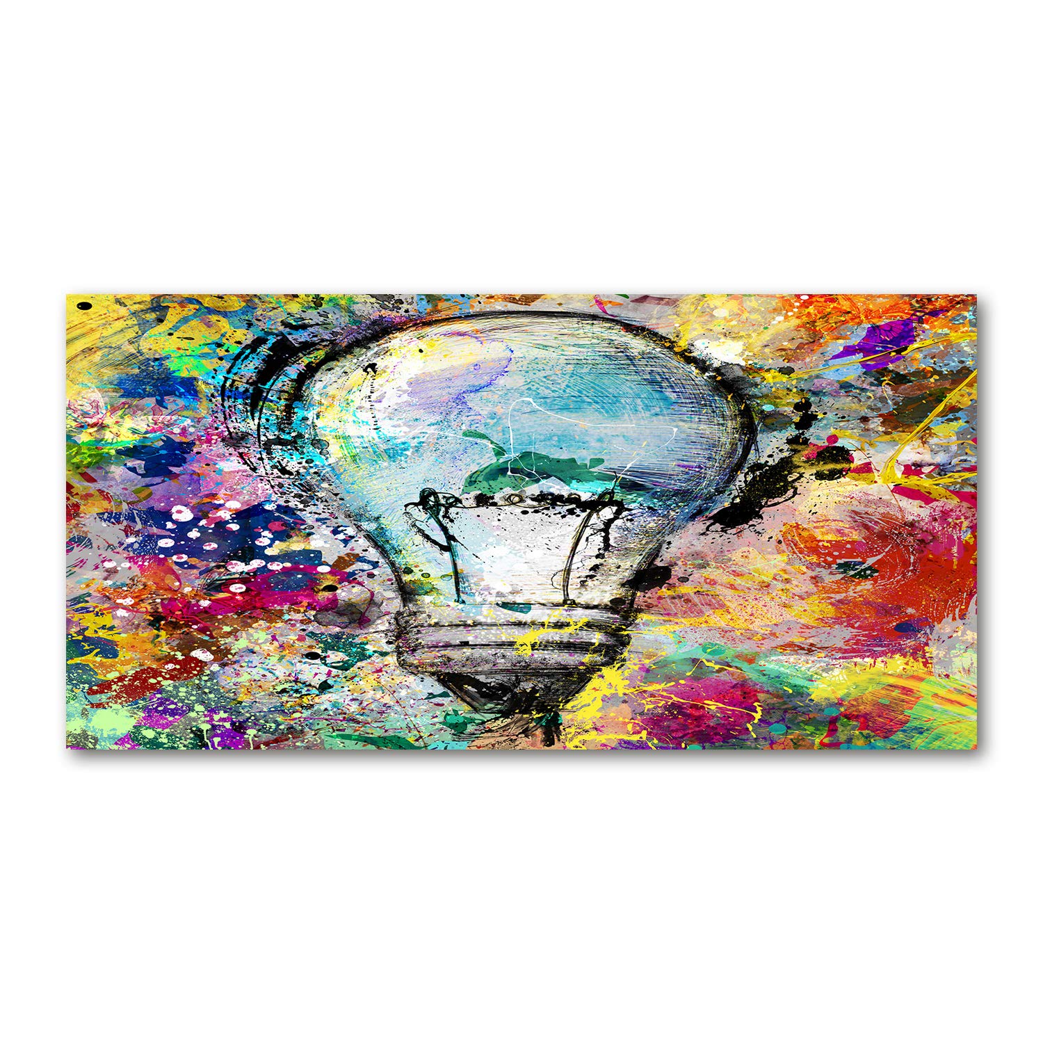 Mural art en verre acrylique Tulup 120x60cm, tableau lumineux ampoule pour bureau calme