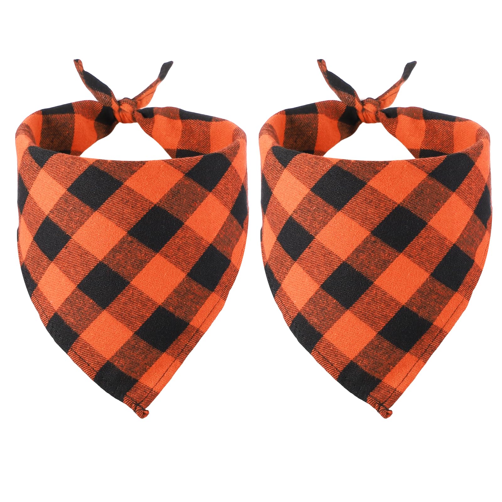 PATIKIL Dog Bandana, 60 x 42 cm Cat Scarf Buffalo Plaid Printing Triangle Handkerchief Accessories Adjustable Bibs Washable, (Orange), Intended for Small Medium, Large Pet/Puppies