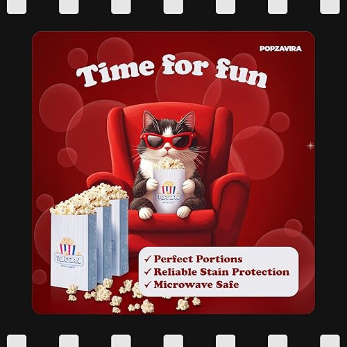 Miniatura 6 de Bolsas de palomitas de maíz de estilo vintage, fondo plano, 2 onzas, 1000 unidades, porciones individuales, a granel, perfectas para fiestas, noches