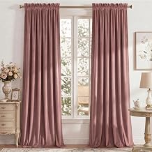 RYB HOME Dusty Rose Pink Velvet Curtains for Girls Bedroom, W40 x L84