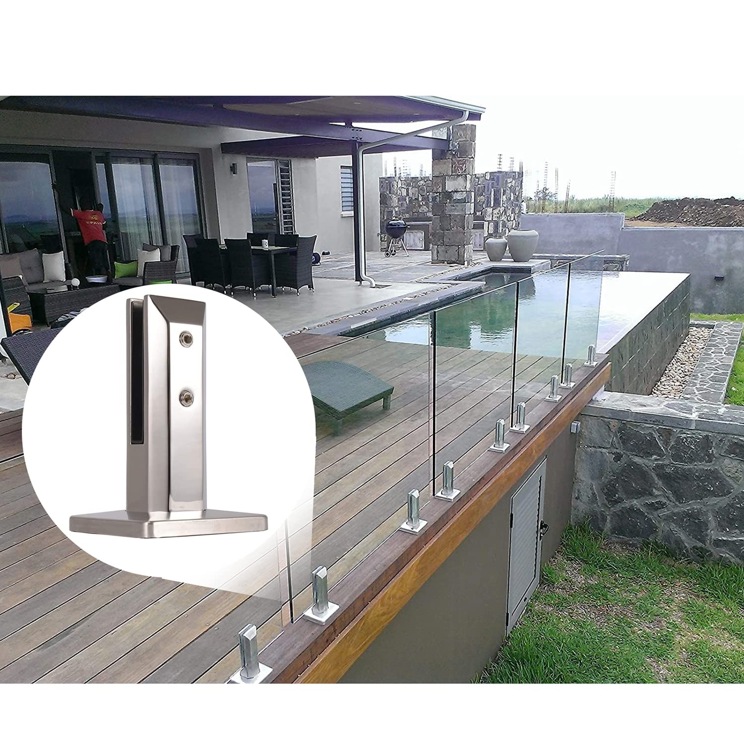 Morsetti regolabili in acciaio inox per vetro spesso 10 16 mm, supporto resistente per balconi, balconi, piscine e scale, 1 pezzo, 200 mm