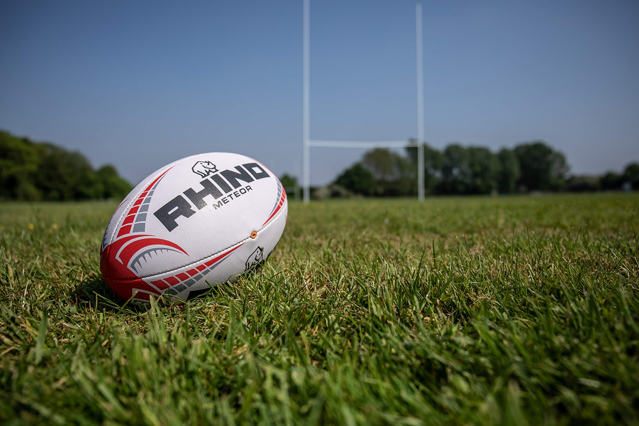 Rhino Unisex's Meteor Match Rugby Ball Size 5, White, 5