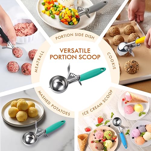Miniatura 7 de Portion Scoop, 2.75 OZ Disher Scoop, #16 Cookie Scoops, Green Handle, for Portion Control, Cookie Dough, Cupcake Batter, Ice Cream, Muffin, Mashed