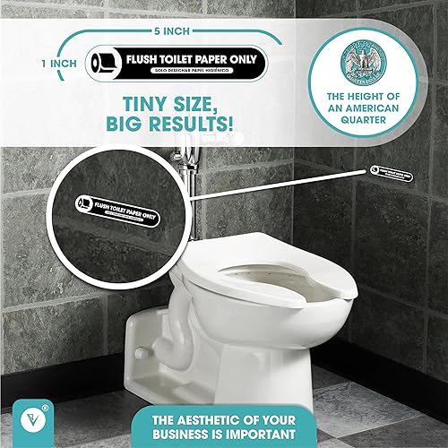 Miniatura 3 de Letrero de solo papel higiénico al ras  Pequeño adhesivo negro brillante de 1 x 5 pulgadas para decoración de baño  Letreros de baño  Elementos