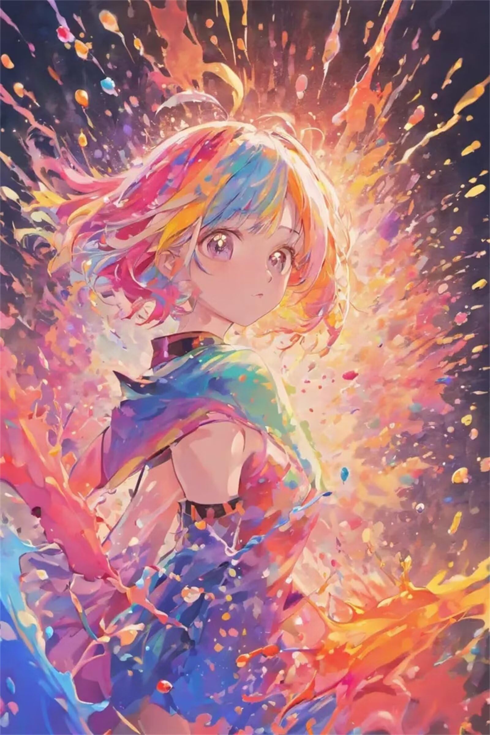 Diamond painting 5D pour rompre le stress : kit complet géant 100x150cm motif fille mignonne