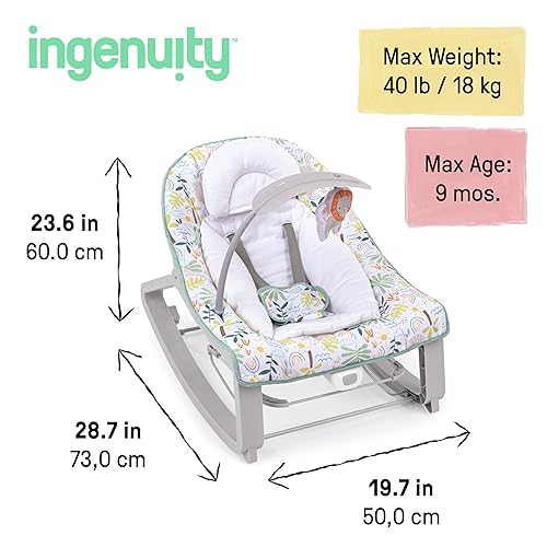 Miniatura 4 de Ingenuity Keep Cozy 3 en 1 Grow with Me - Asiento vibratorio para bebé y balancín para bebés a niños pequeños, vibraciones y barra de juguetes, de 0