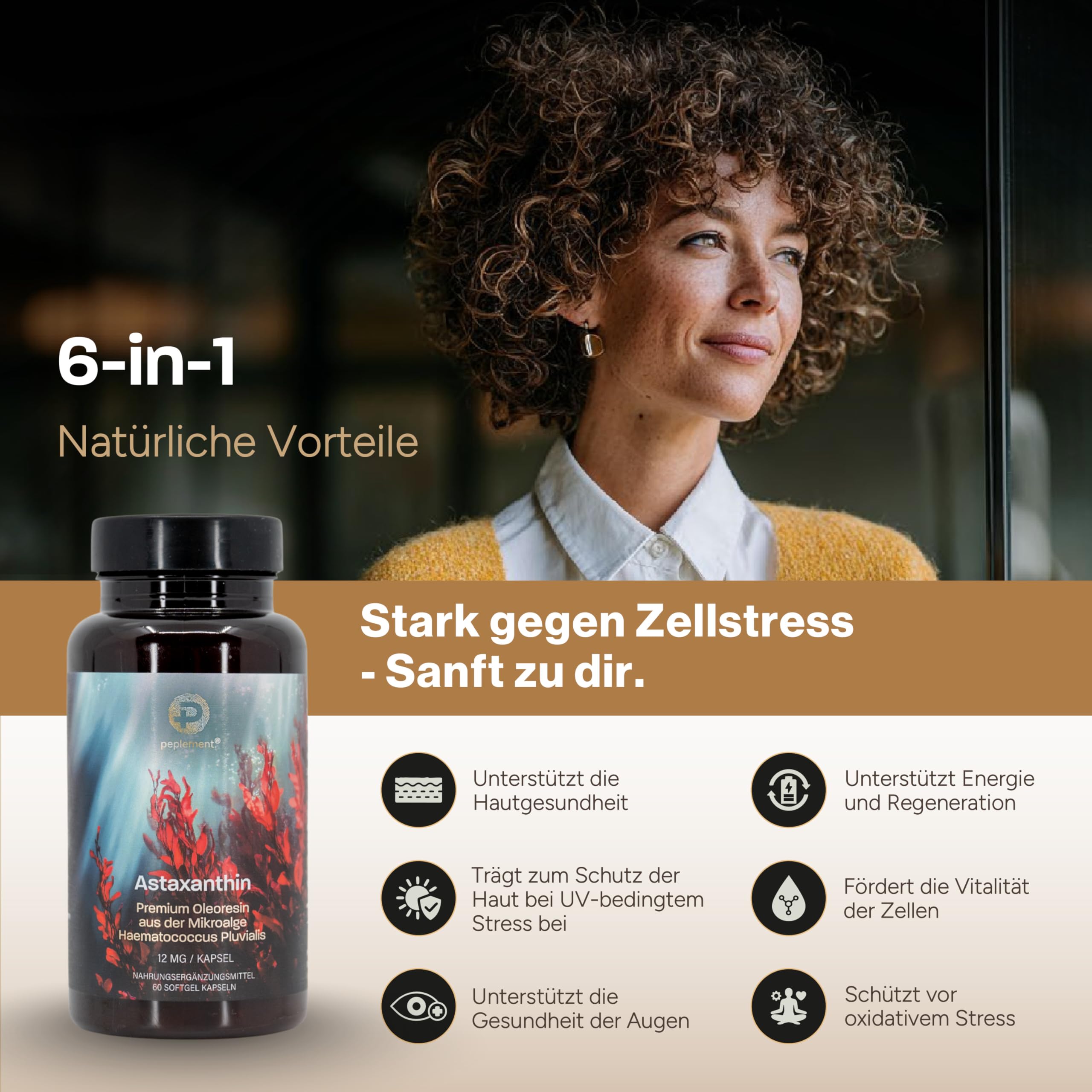 Astaxanthin Hochdosiert – Astaxanthin 12 mg Premium Oleoresin pro Kapsel | 60 Softgels aus Haematococcus Pluvialis | Vegan, Glutenfrei, Frei von Gentechnik | Hochdosiert & Natürlich