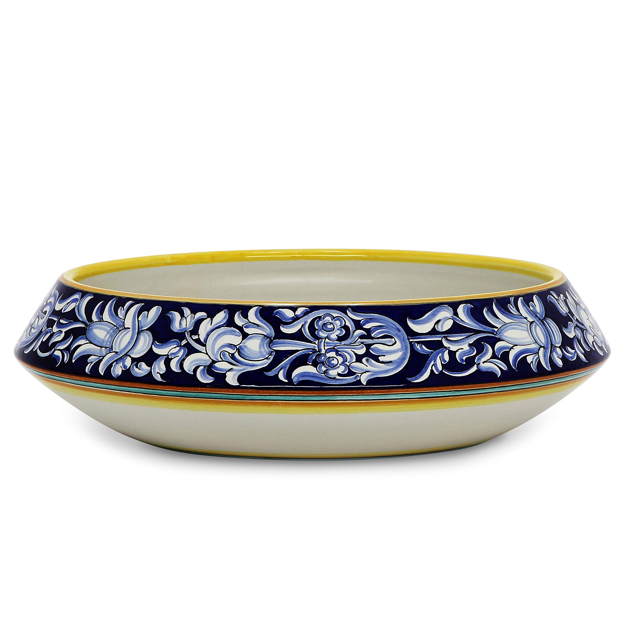 DERUTA BELLA Centerpiece Shades of Blue Designs [3503/40A-VCD] - Authentic Hand Painted in Italy. Original Design. Shipped from The USA with Certificate of Authenticity.