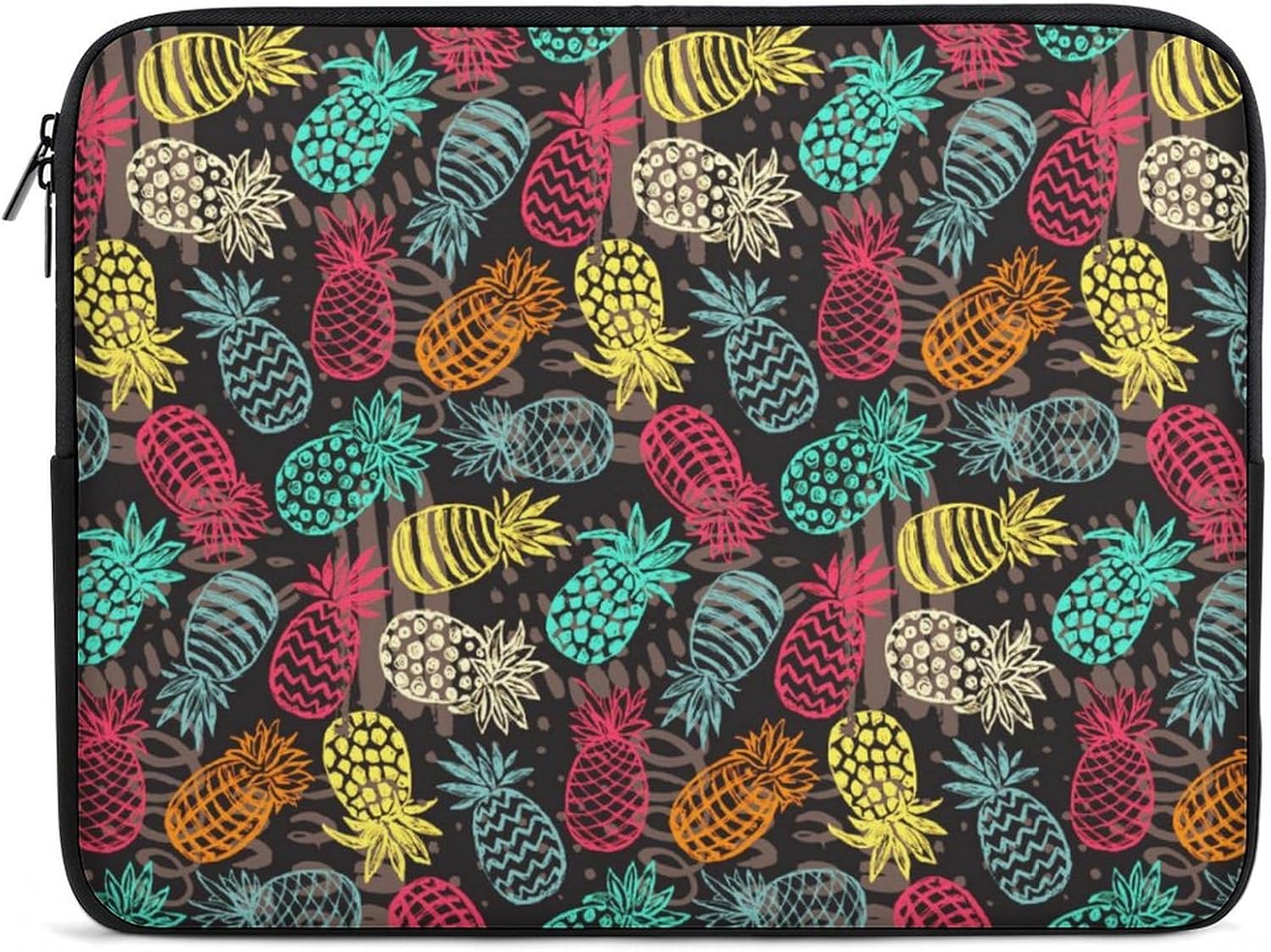 Anime Lines Tropical Pineapples Black Laptop Sleeve 10inch for Women Men Laptop Bag Notebook Protective Sleeves Case Waterproof Computer Zipper Carrying Bags Travel Storage Organizer