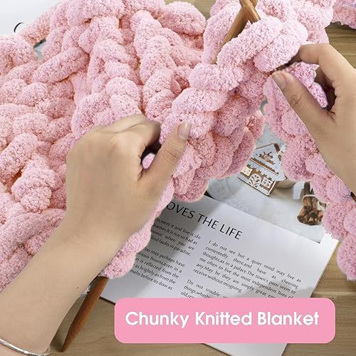 Vista 140 de HOMBYS Paquete de 8 hilos gruesos surtidos para tejer a ganchillo, hilo súper voluminoso, grande, suave y esponjoso, hilo de felpilla grueso para 4