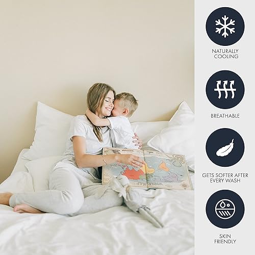 Miniatura 9 de Sweave Sábanas de percal 100% algodón egipcio, tamaño individual, 400 hilos, auténticas y lujosas, naturales, transpirables, agradables al tacto y