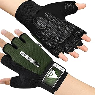 RDX Guanti Palestra Traspiranti per Fitness con Protezione Antiscivolo Sollevamento Pesi Workout Esercizio Allenamento Antisudore Bodybuilding Polso Imbottiti HIIT Pull-up Powerlifting Uomo e Donna
