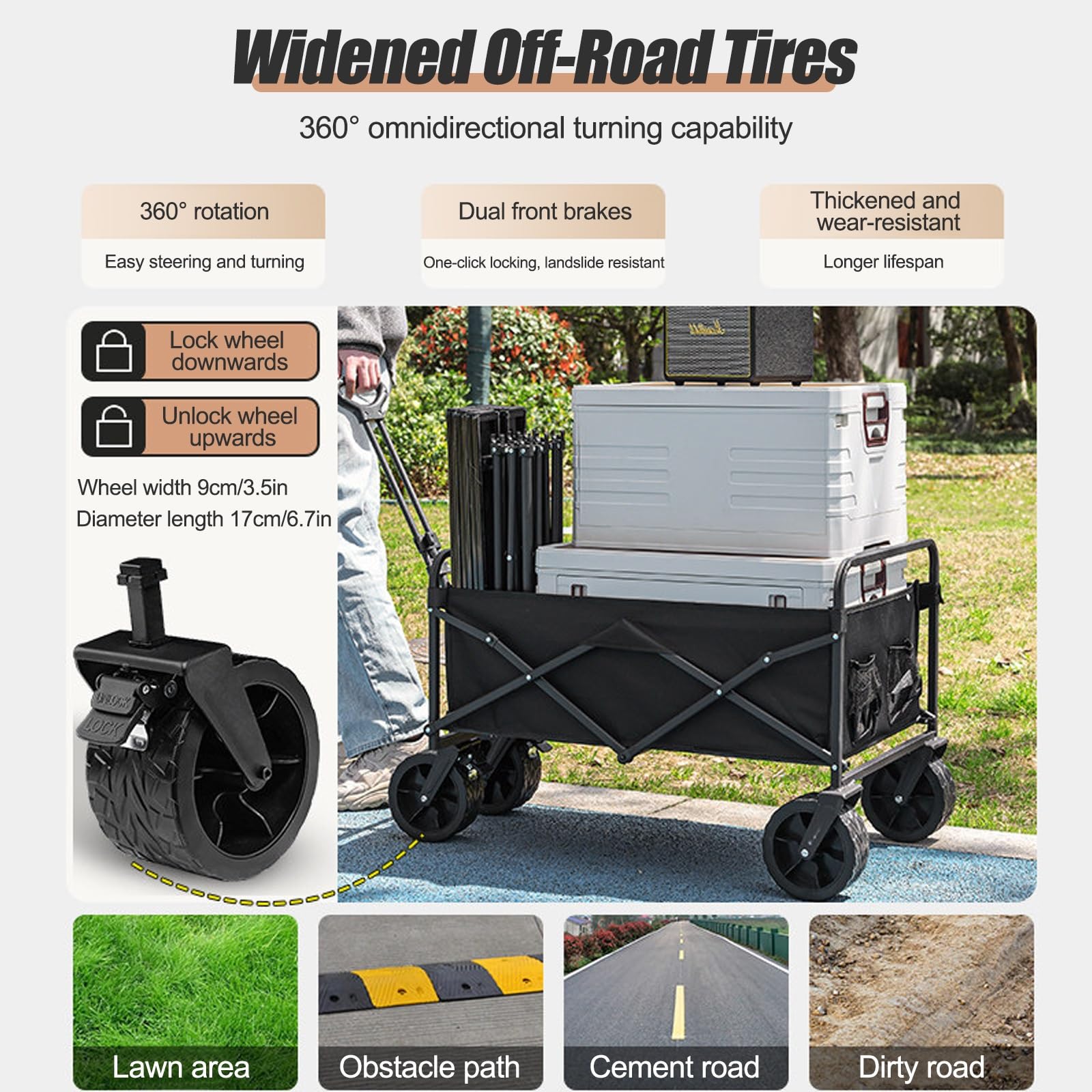 Carrello portatile per alimenti all'aperto con ruote e tettoia, pieghevole Fornitore nd per mercati, cibo da strada, eventi - Unità di visualizzazione leggera