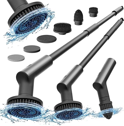 HOTO Cepillo giratorio eléctrico inalámbrico, IPX7, cepillo de limpieza de baño impermeable de cuerpo completo, máximo 22 pulgadas, cepillo de ducha