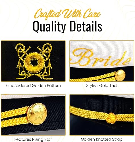 Miniatura 3 de Sombreros de capitán de novia y novio - Sombrero náutico de despedida de soltera  Accesorios divertidos para despedida de soltera Accesorios Regalos