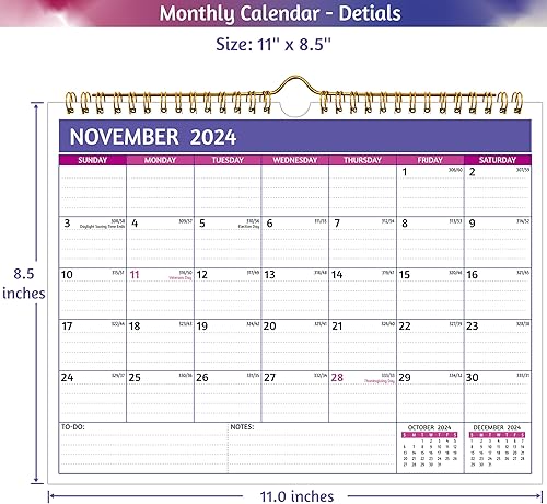 Miniatura 8 de Calendario de pared 2024-2026  Calendario de 2 años 2024-2026, 11 x 8.5 pulgadas, julio 2024  junio 2026, calendario de 24 meses, calendario mensual