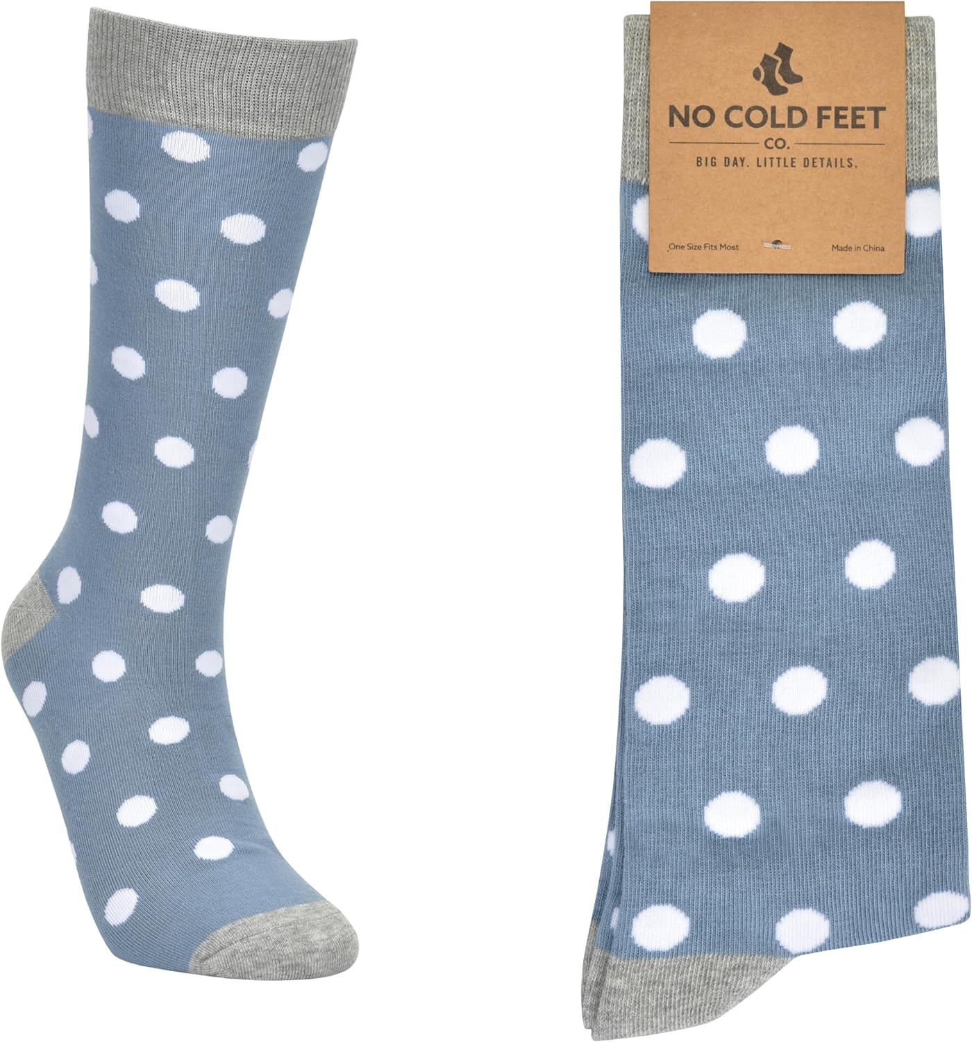 No Cold Feet Men’s Blue Dress Socks – Classic Soft Crew Dress Socks, All-Day Comfort for Work, Business or Weddings