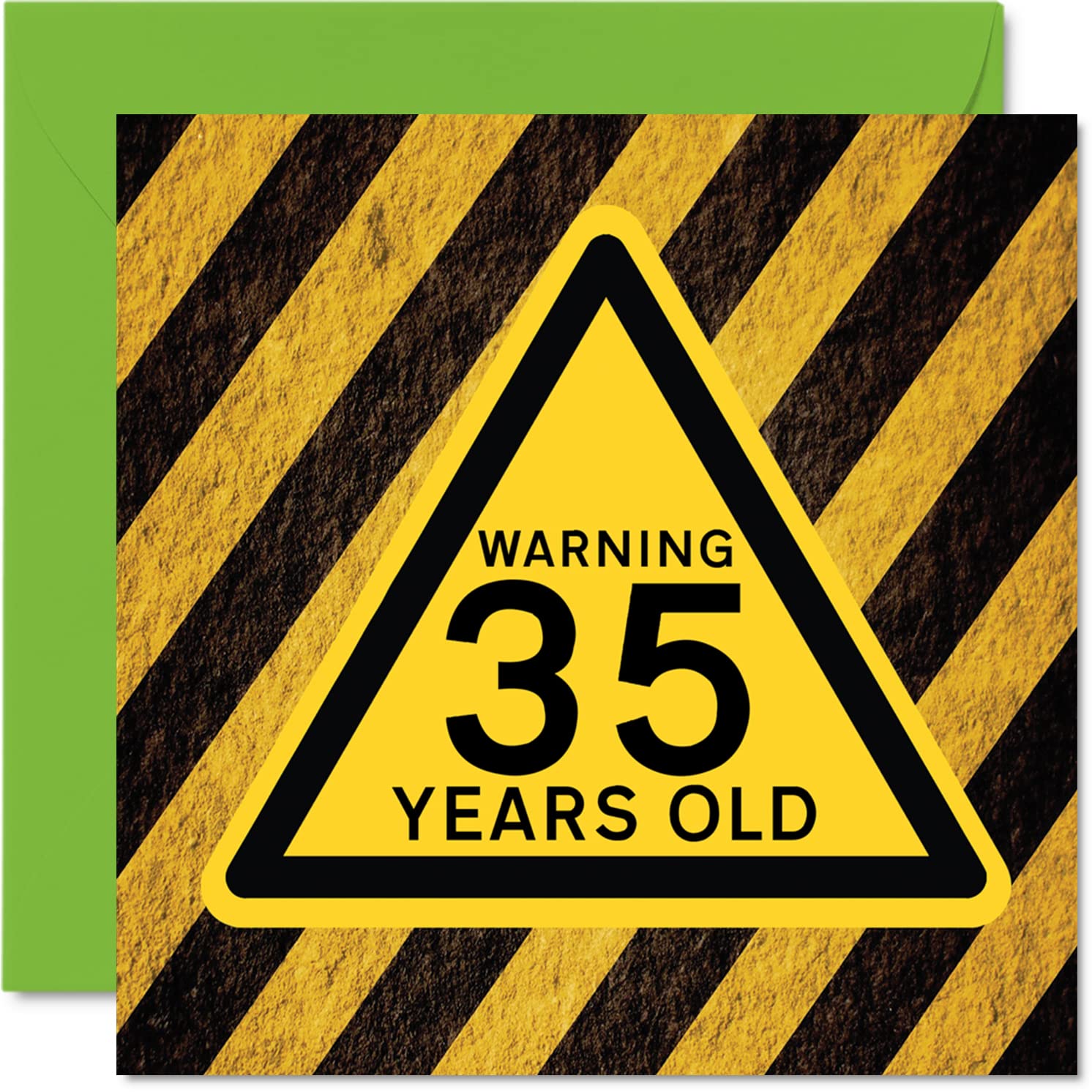Fun 35th Birthday Cards for Men Women - Warning - Happy Birthday Card for Dad Mum Son Daughter Brother Sister Uncle Auntie Cousin, 145mm Funny Humour Joke Greeting Cards