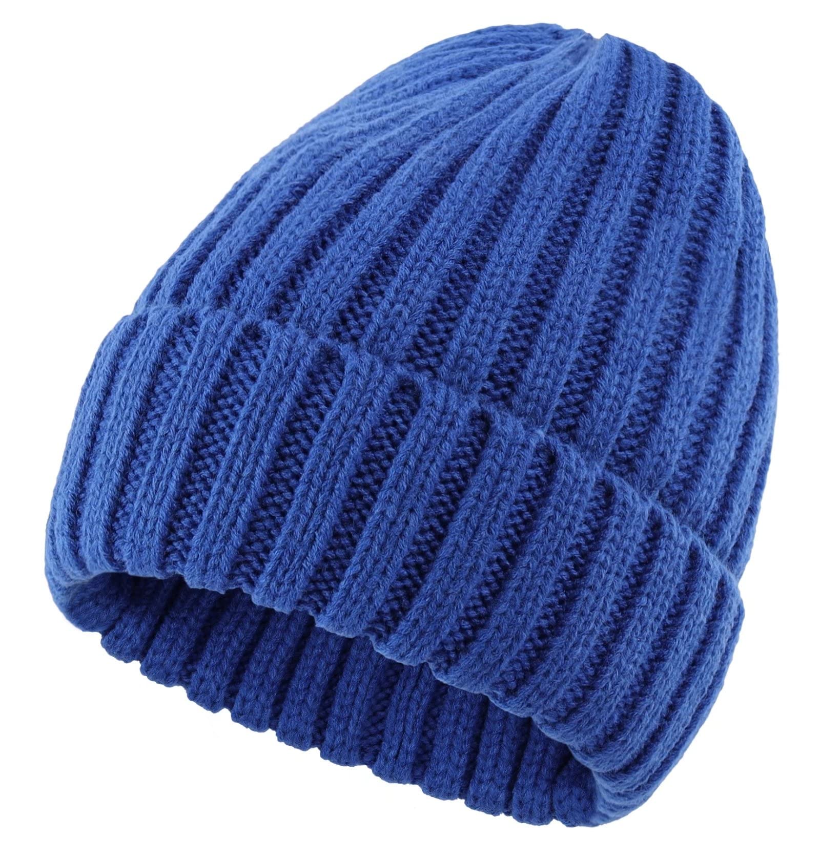 Connectyle Women's Rib-Knit Beanie Hat - Stretch Cuffed Winter Ski Cap, Navy Blue, One Size - View #12