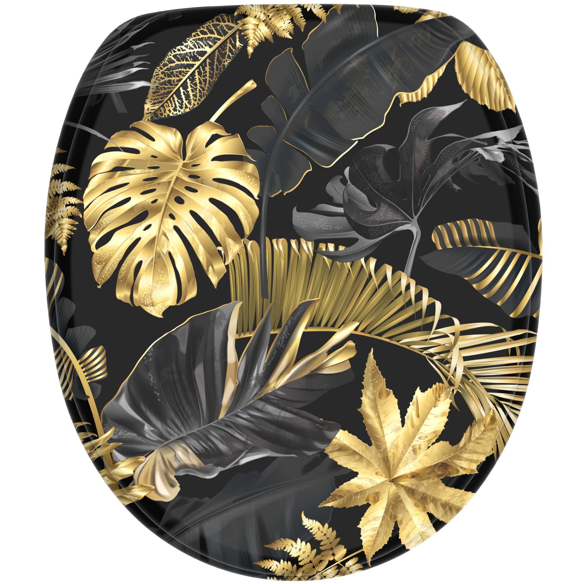 Sanilo Soft Close Toilet Seat, Wide Choice of New Toilet Seats, Stable Hinges, Easy to Mount (Golden Leaves) - Image 2