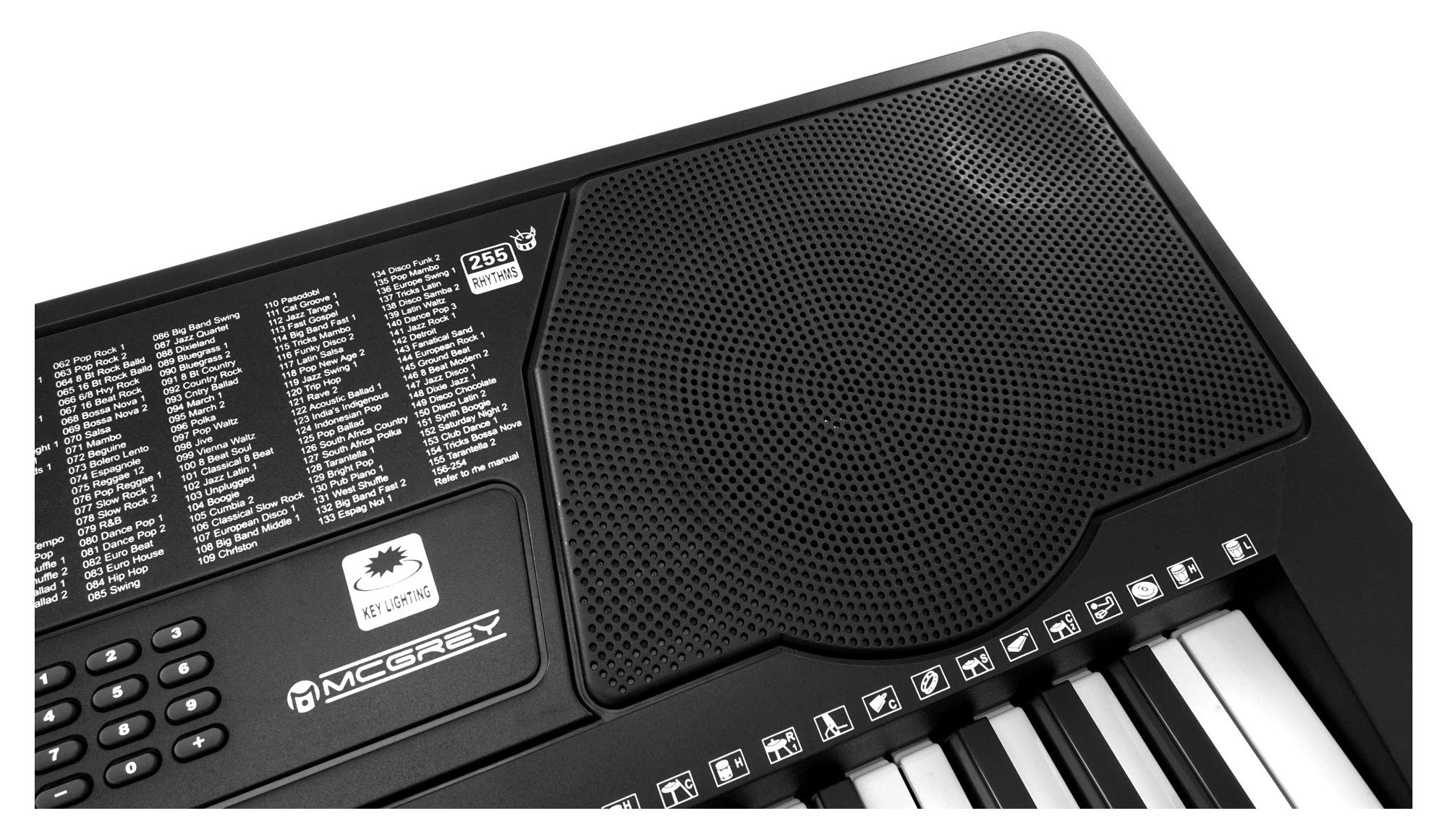 McGrey LK-6150 61 Tasten Keyboard Taschen Set - Einsteiger-Keyboard mit 61 Leuchttasten - 255 Sounds und 255 Rhythmen - 61 Percussion-Sounds - 50 Demo Songs - integrierter MP3-Player - Schwarz