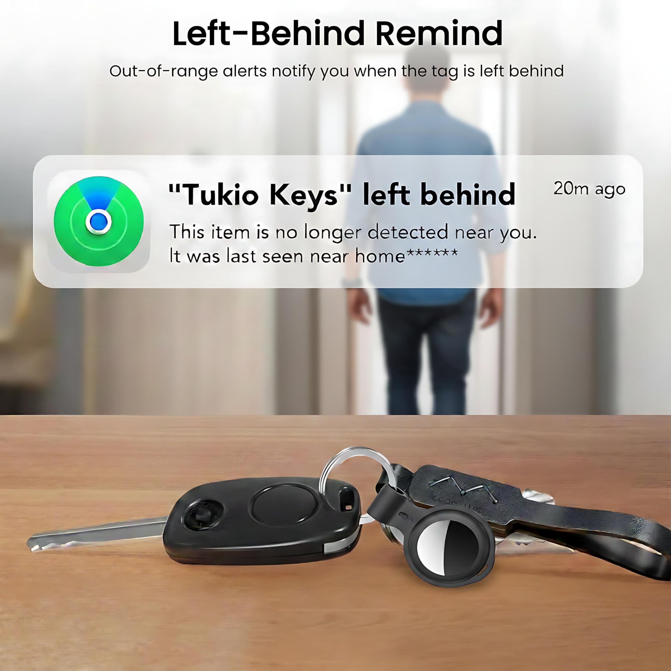 4 Pack Tracker Tags[Apple MFi Certified] Work with Apple Find My(iOS Only) Bluetooth Smart Tag Key Item Finder Waterproof Worldwide Replaceable Battery Tracking Tag for Kids Car Wallet Pets Luggage — view 4