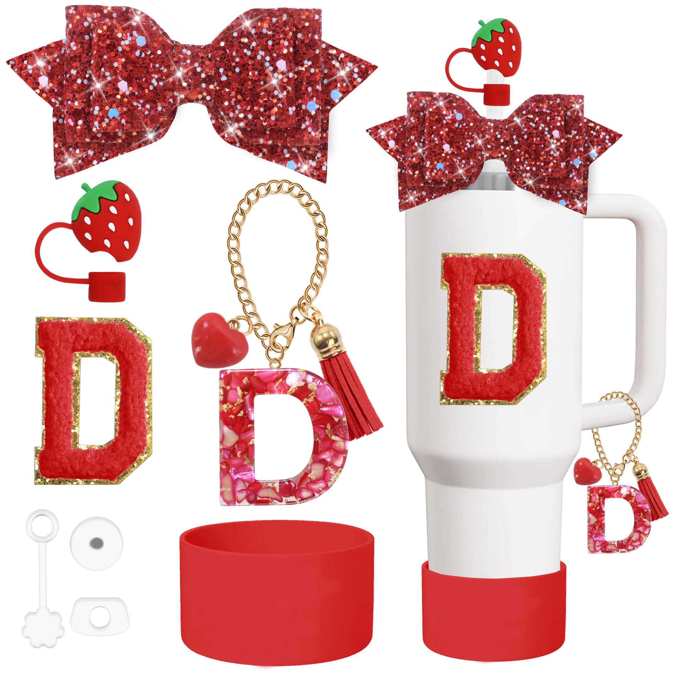 8PCS Cup Accessories Set for Stanley Cup 30oz 40oz tumbler with handle,Including Silicone Straw Topper Cover Cap and Boot,Spill Proof Stopper,Handle