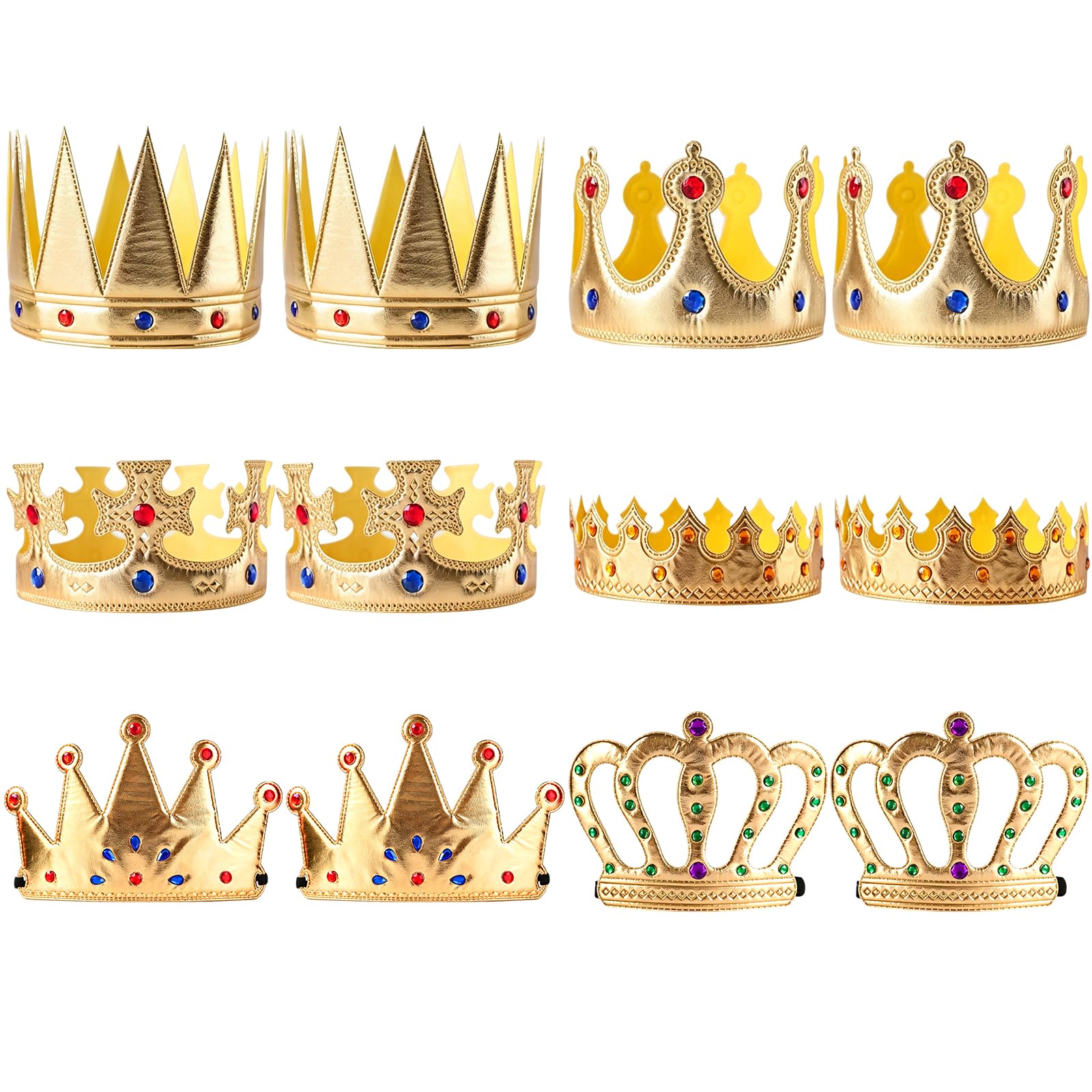 ANPUNAT 12 Pieces King Crowns Shiny Cloth King Crown Party Crown Hat Cap for Birthday Celebration Baby Shower Photo Props Halloween, Medieval Events (Gold)