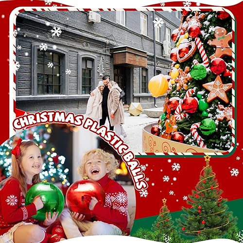 Miniatura 4 de Barydat 8 adornos de bola de Navidad de 8 pulgadas, bolas de plástico resistentes a los rayos UV y al agua, bolas grandes y brillantes, adornos de