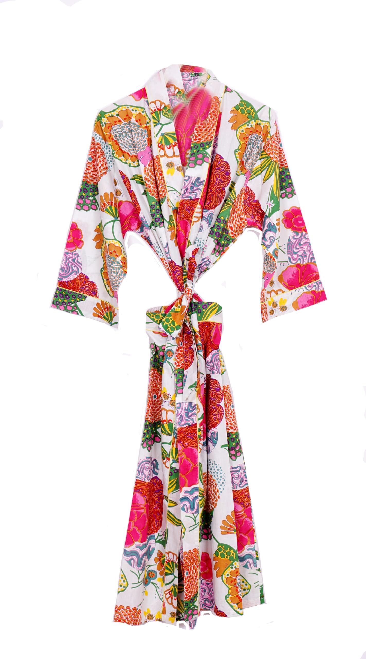 Pure 100% Cotton Robe For Womens Bathrobe Dressing Gown Long sleepwear Free Size Kimono